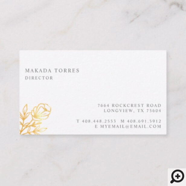 Elegant Sophisticated Floral Gold Botanical Business Card
