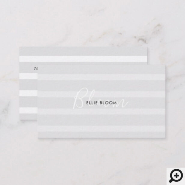 Sleek Modern Minimalistic White & Grey Stripe Business Card