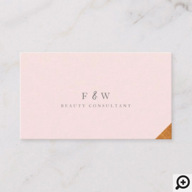 Sleek Modern Minimalistic Blush Pink & Gold Business Card