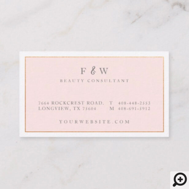 Sleek Modern Minimalistic Blush Pink & Gold Business Card