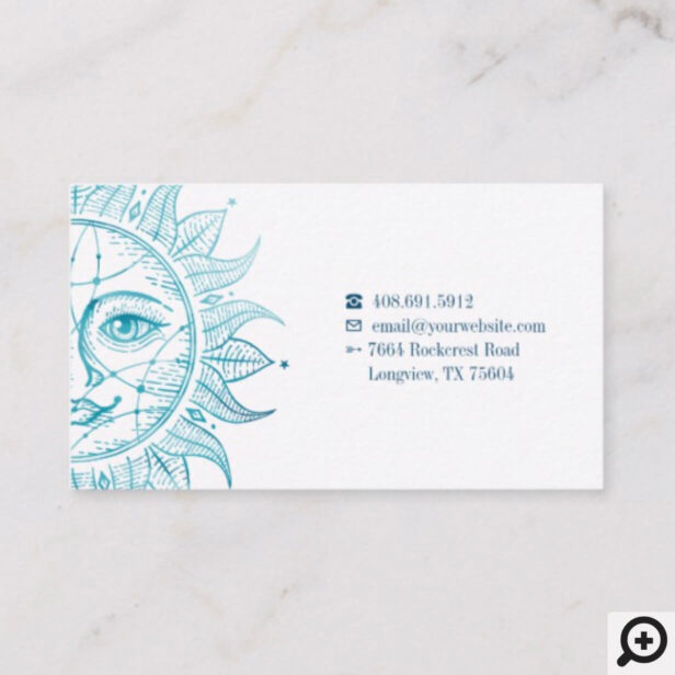 Holistic & Beautiful Celestial Sun Face & Stars Business Card