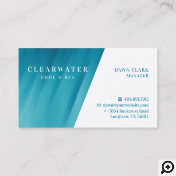 Aqua Teal Blue Water Ripple Pool & Spa Business Card