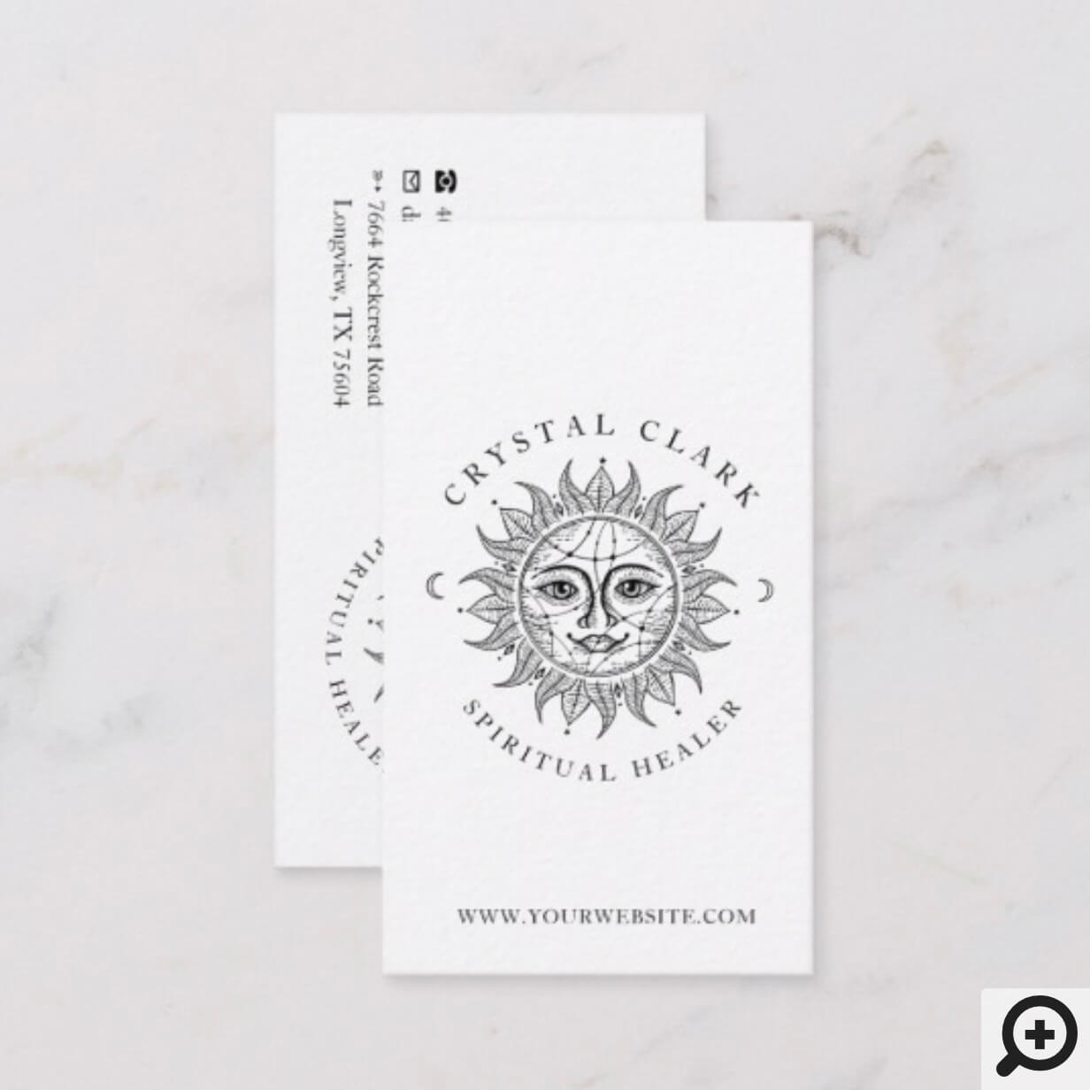 Hand Drawn Beautiful Celestial Sun Face Star Business Card