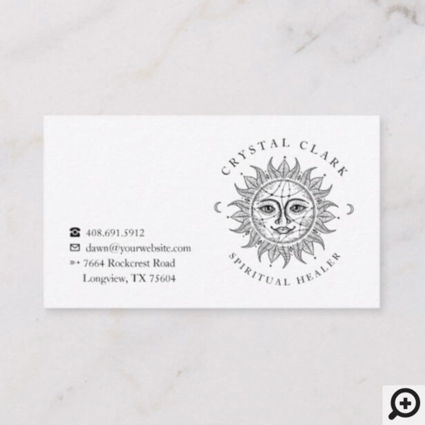 Hand Drawn Beautiful Celestial Sun Face Star Business Card