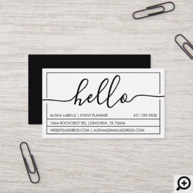 Hello Script | Modern & Stylish Minimal White Business Card