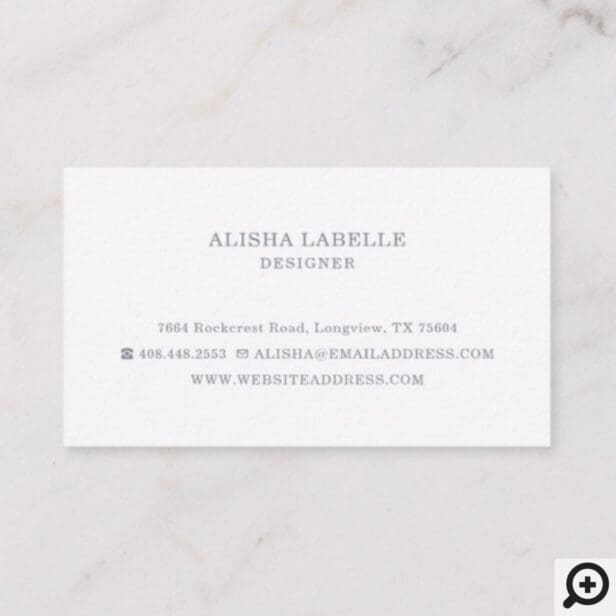 Grey Feminine Chic Silver Confetti Polka Dot Business Card