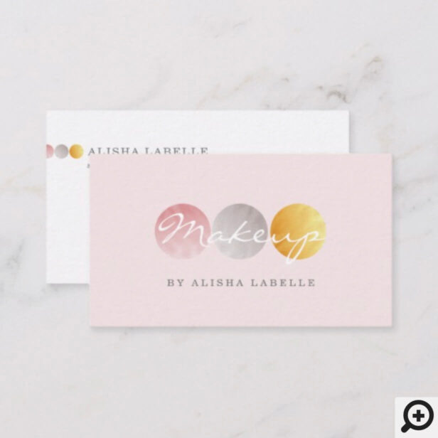 Beauty Makeup Artist Palette Pink / Silver / Gold Business Card