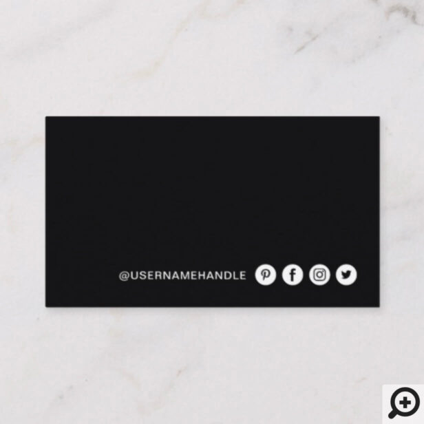 Minimal Simple Black & White Social Media Business Card
