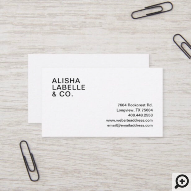 Minimal Simple Black & White Social Media Business Card