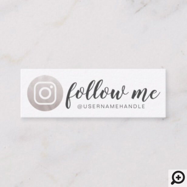 Follow Me Social Media Instagram Silver Grey Mini Business Card