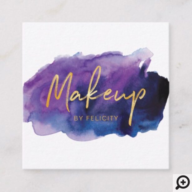 Elegant Trendy Watercolor Wash Makeup Artist Square Business Card