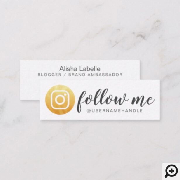 Follow Me Social Media Instagram Gold Mini Business Card