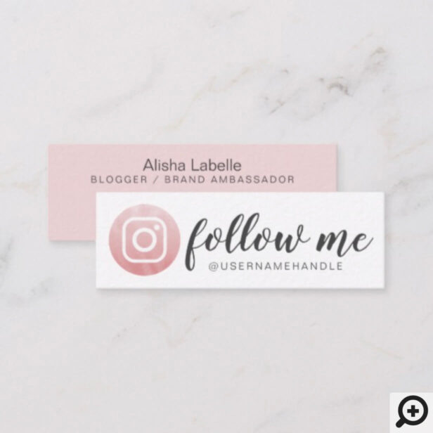 Follow Me Social Media Instagram Blush Pink Mini Business Card