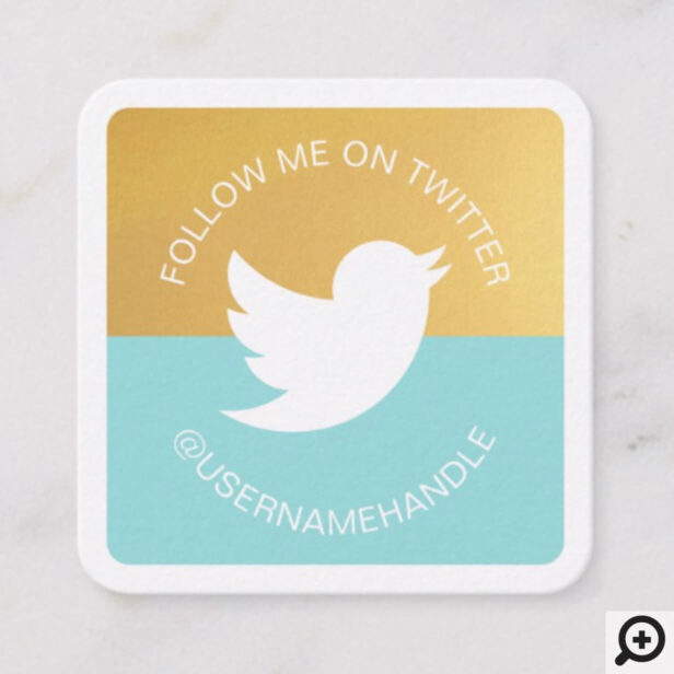 Modern Social Media Twitter Follow Me Photo Square Business Card