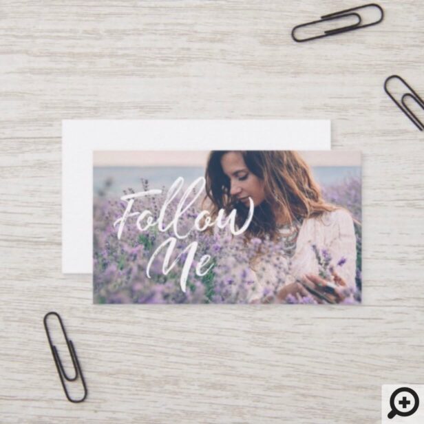 Feminine & Trendy Follow Me Social Media Photo Business Card