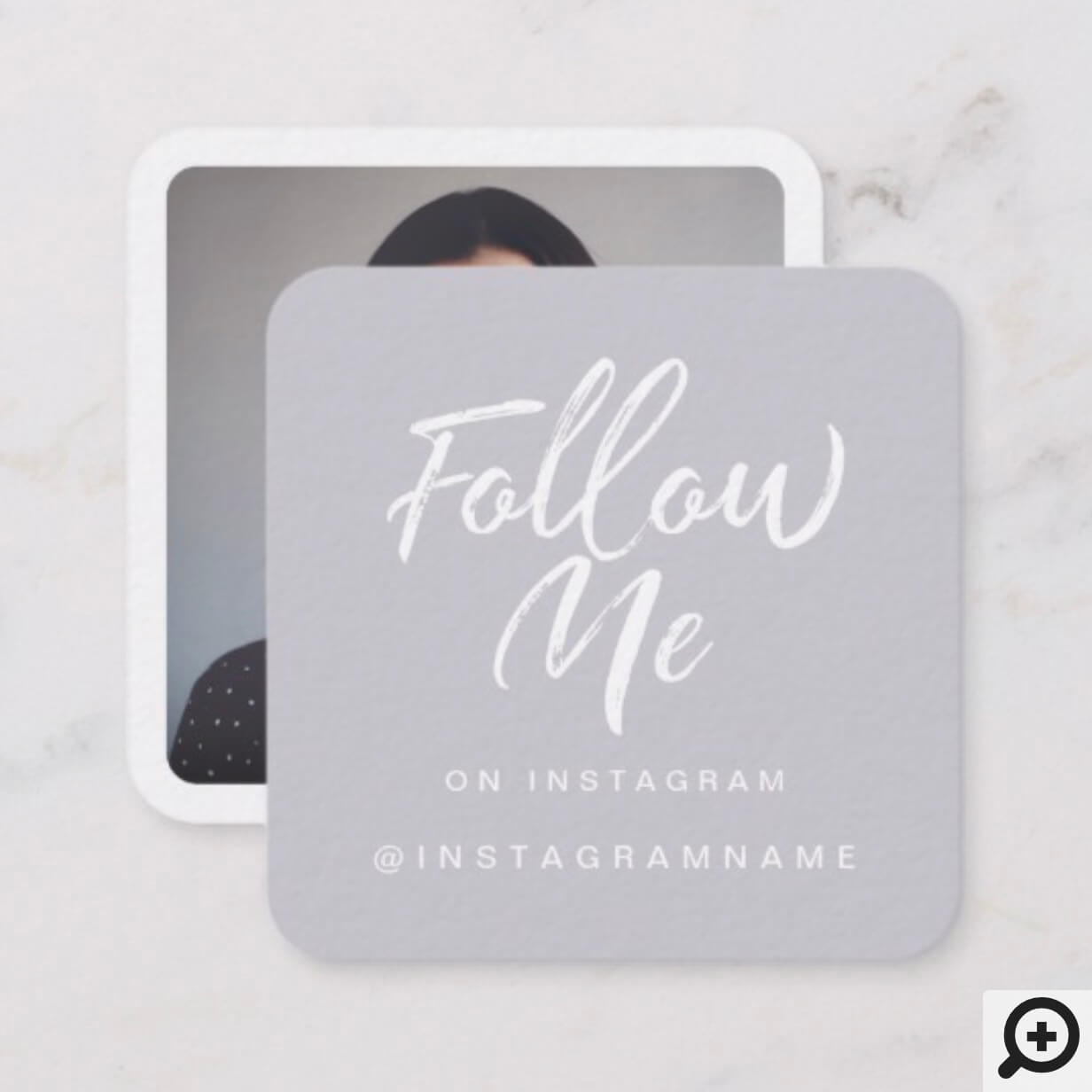Modern Lavender Social Media Follow Me Photo Square Business Card