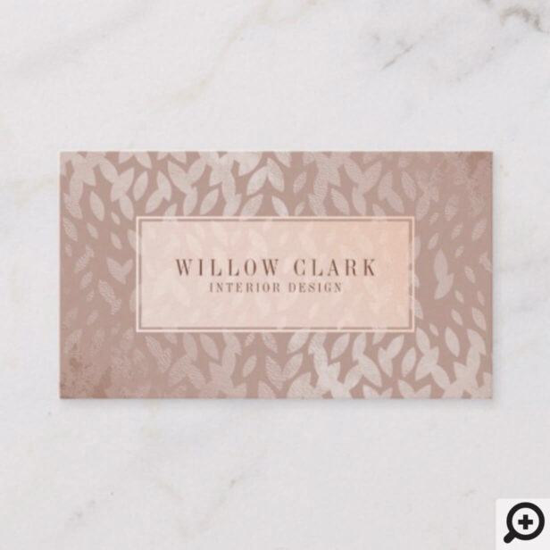 Feminine Rose Gold Willow Tree Leaf Pattern Business Card