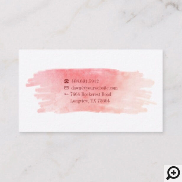 Feminine Blush Pink Watercolor Wash & Lace Floral Business Card