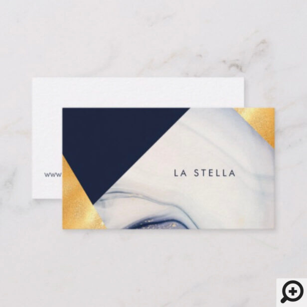 Elegant & Trendy Geometric Marble, Purple & Gold Business Card