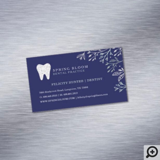 Blooming Flourishing Dental Tooth Tree Logo Business Card Magnet