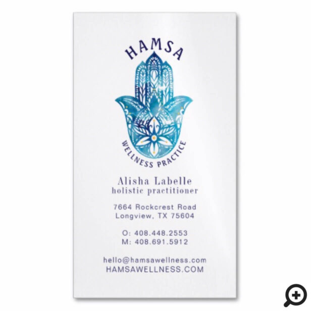 Henna Hamsa Wellness Holistic Decorative Hand Business Card Magnet
