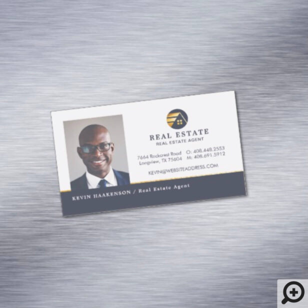 Professional Real Estate | Photo Layout Horizontal Business Card Magnet