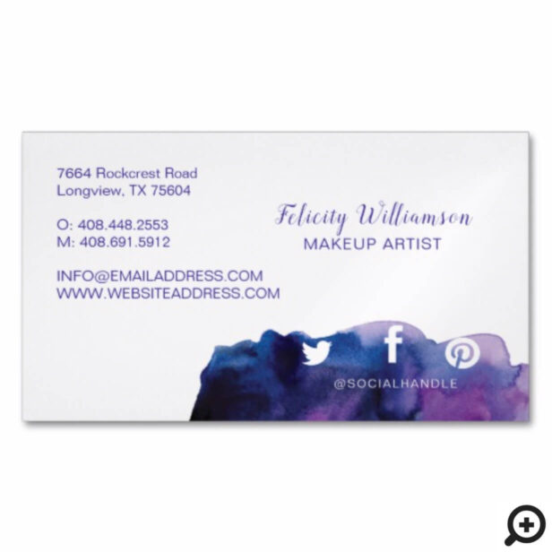 Elegant Trendy Watercolor Wash Makeup Artist Business Card Magnet