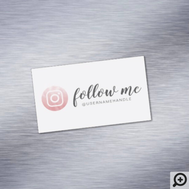 Follow Me Social Media Instagram Pink Gold Business Card Magnet