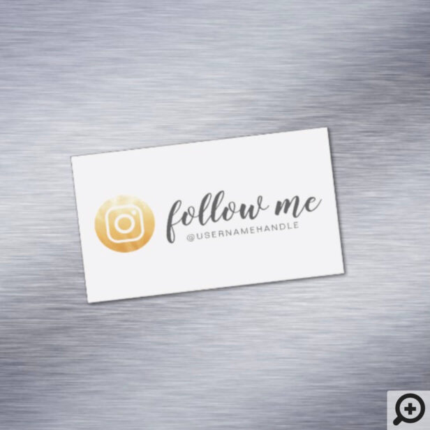 Follow Me Social Media Instagram Gold Business Card Magnet