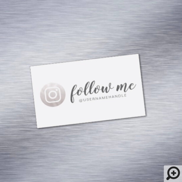 Follow Me Social Media Instagram Silver Grey Business Card Magnet