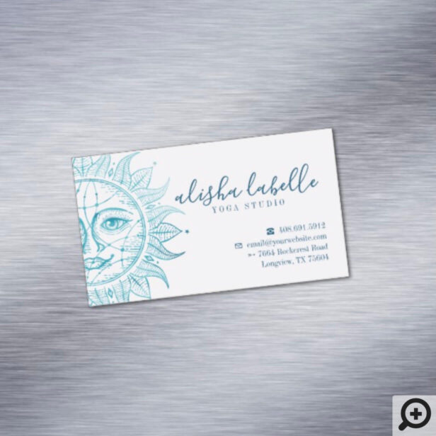 Holistic & Beautiful Celestial Sun Face & Stars Business Card Magnet