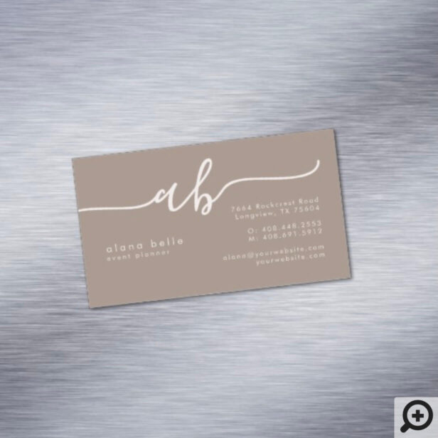 Modern, Minimal & Sophisticated Script Monogram Business Card Magnet