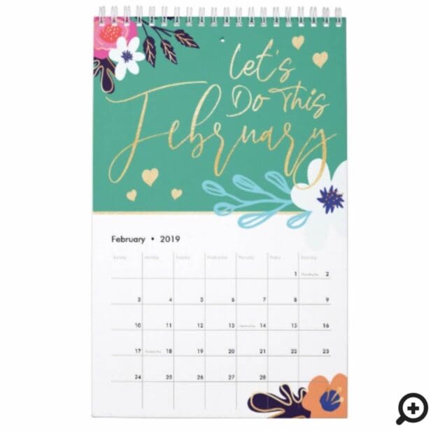 Welcome To A New Year Floral Inspirational Quotes Calendar