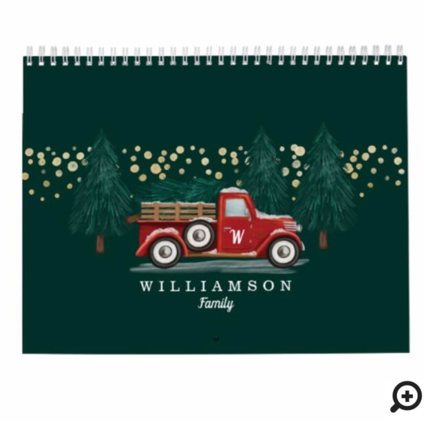Rustic Warm Vintage Red Truck Family Photo Calendar