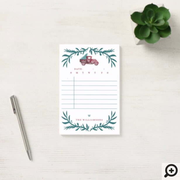 Farm Fresh Red Old Truck Christmas Tree Delivery Post-it Notes