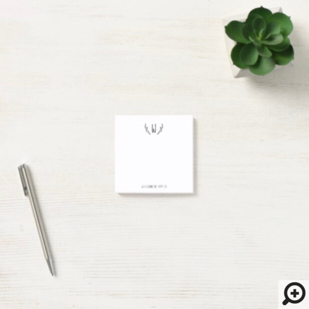 Simple Personalized Laurel Branch Monogram & Name Post-it Notes