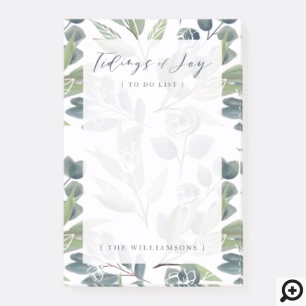 Tidings of Joy | Elegant Watercolor Winter Foliage Post-it Notes