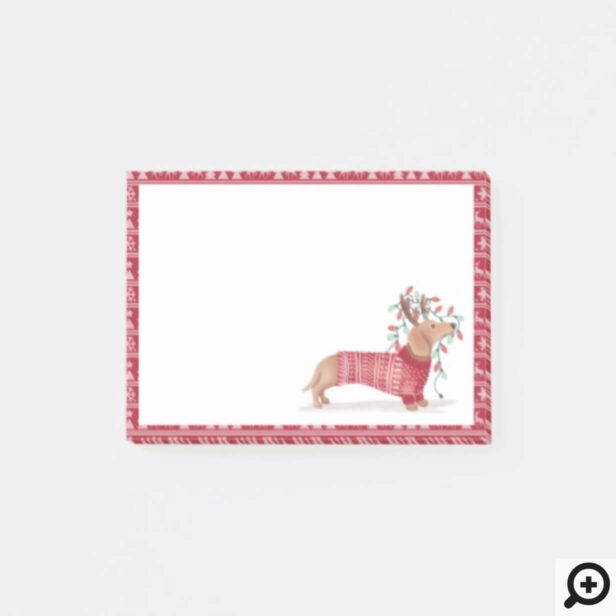 Dachshund Christmas Dog Cozy Red Knitted Sweater Post-it Notes