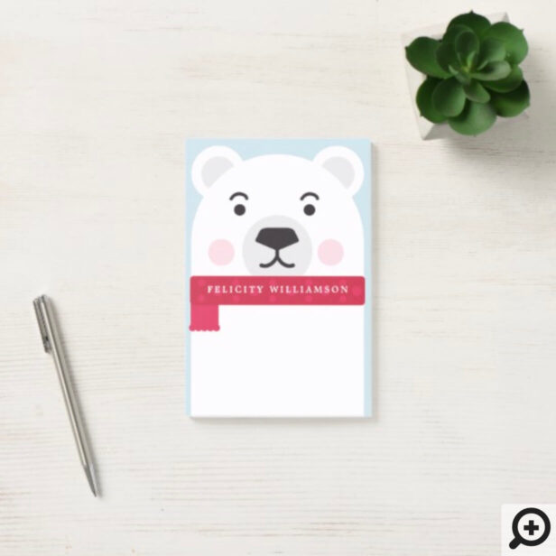 Cute Winter Polar Bear Character Illustration Post-it Notes