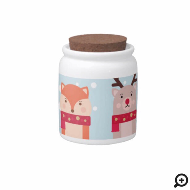 Winter Christmas Deer, Polar Bear, Penguin & Fox Candy Jar