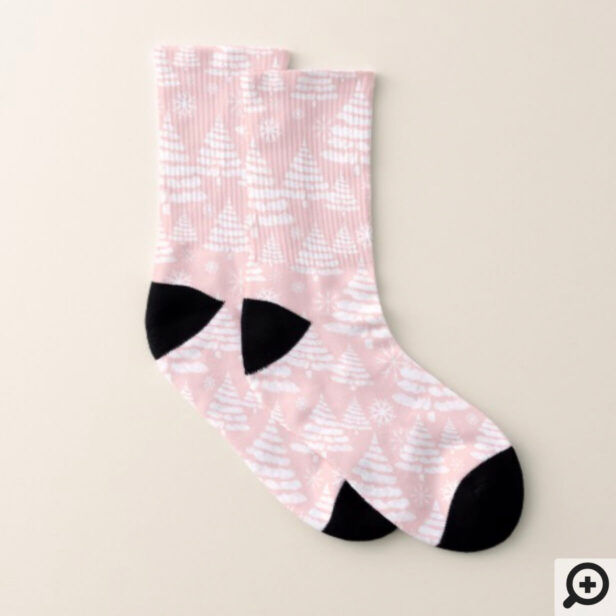 Baby It's Cold Outside Pink Winter Christmas Scene Socks