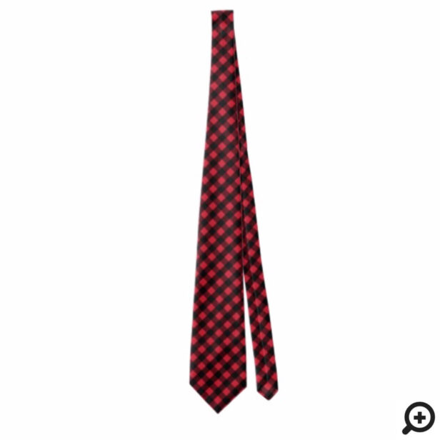 Cozy & Warm | Red Buffalo Plaid Pattern Neck Tie