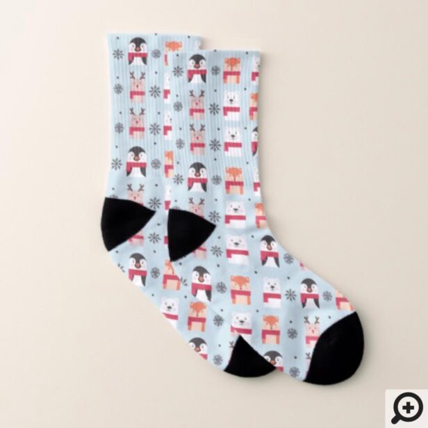 Christmas Animals, Deer, Polar Bear, Penguin & Fox Socks