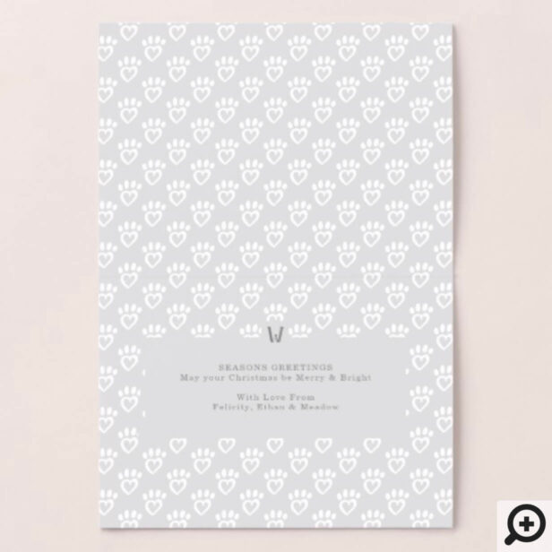 Festive Holiday Kitty Cat Etching Family Monogram Foil Card