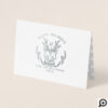 Festive Holiday Winter Fox Etching Family Monogram Foil Card