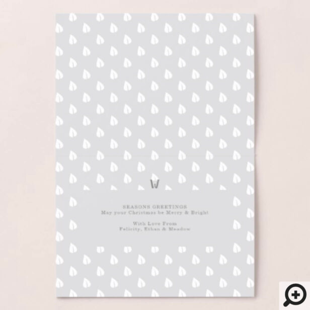 Festive Holiday Winter Owl Etching Family Monogram Foil Card