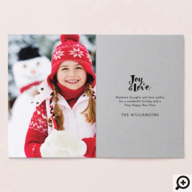 Joy & Love Cozy Christmas Sweater Pattern Holiday Foil Card