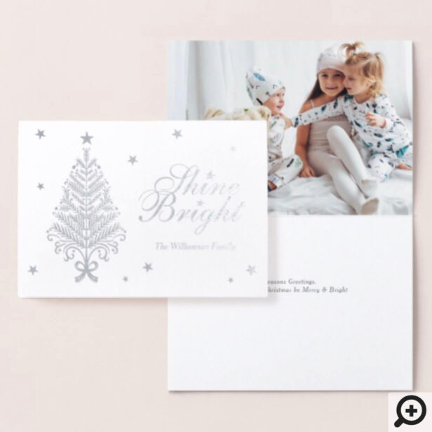 Shine Bright | Ornate Christmas Tree Stars Holiday Foil Card