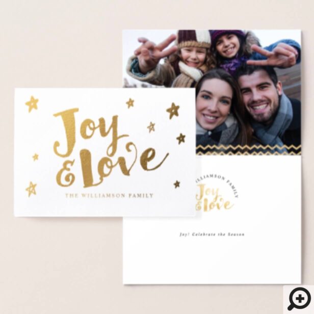 Modern Elegant Minimalistic Joy & Love Starry Foil Card