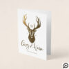 Cozy & Warm | Red Buffalo Plaid Reindeer Monogram Foil Card